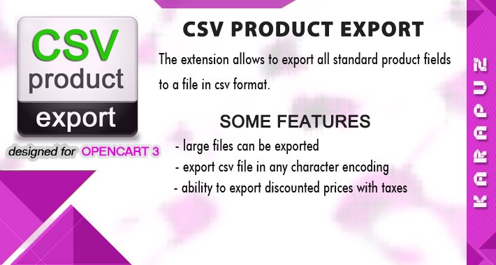 CSV Product Export (for Opencart 3)